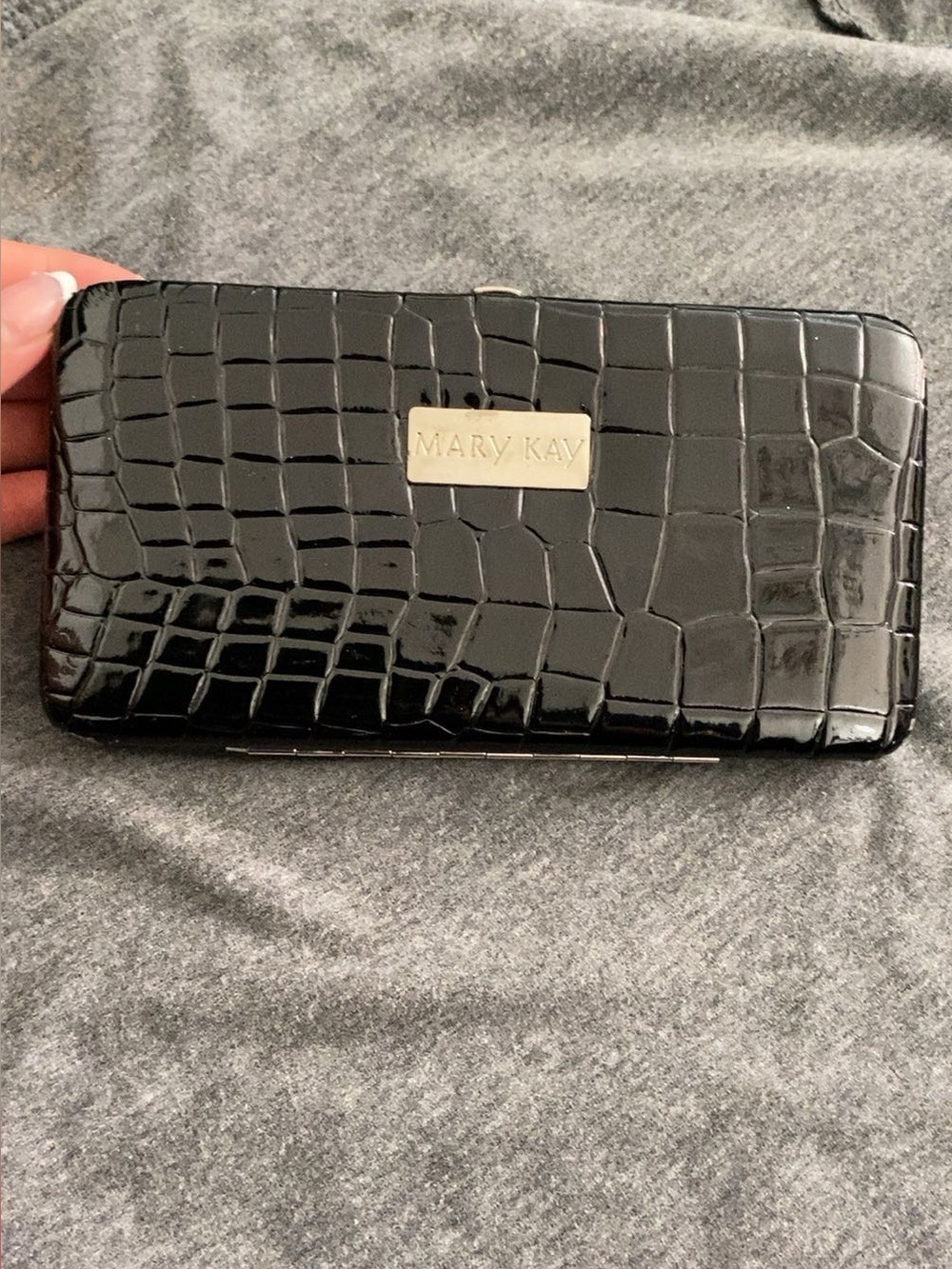 Mary Kay Black Croc-Embossed Zip Wallet